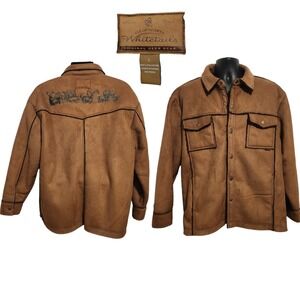 Legendary Whitetails Mens Brown Faux Microsuede Western Yellowstone Jacket L